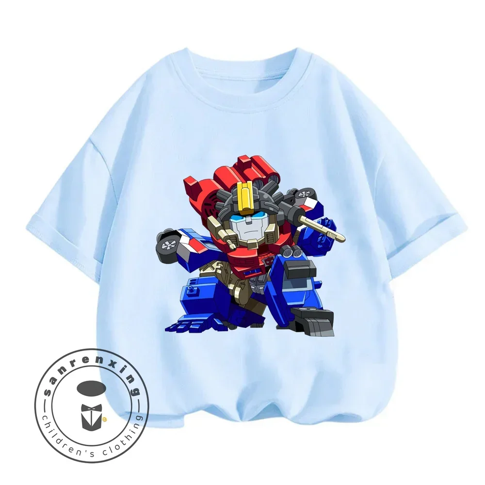 

2024 Unique Transformers Cartoon New Summer Short Sleeve Loose and Stylish Design Suitable for Boys and Girls 3-14 Years Old