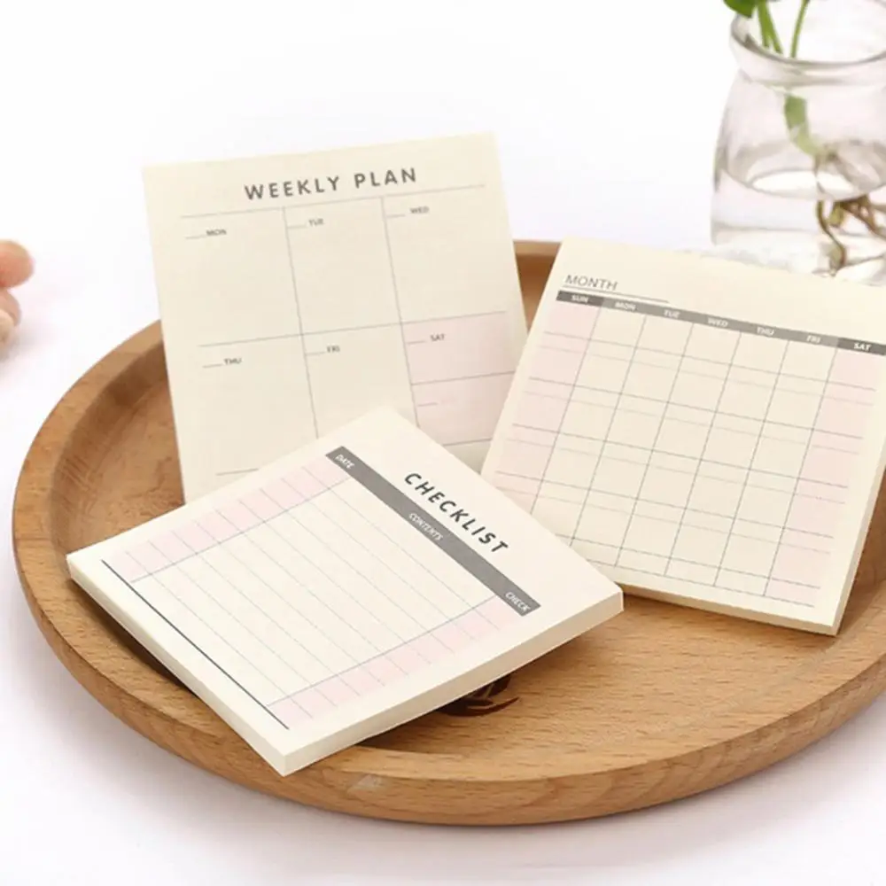 Weekly Monthly Check List Work Plan Square Paper Notebook Diary Agenda Daybook Cute Ticket Memo Pads Note To Do List Planner