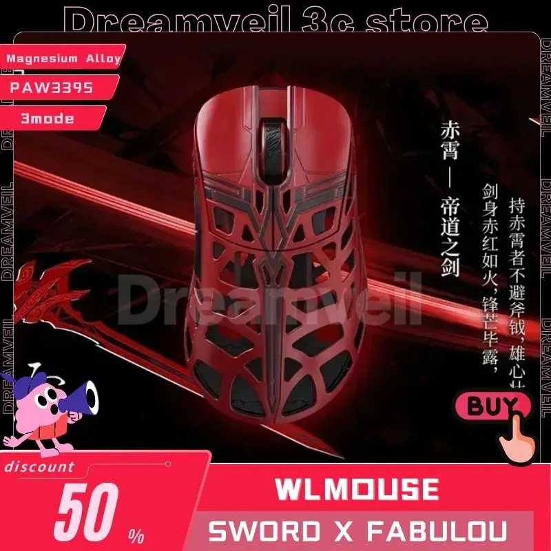 

New Wlmouse Sword X Fabulous SwordX Wireless Gamer Mouse 2.4G Mice Magnesium Alloy PAW3395 Lightweight Anime Wireless Mouse Gift