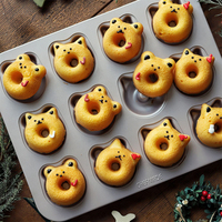 Cartoon Bear Donut Baking Mold Pan Home Baking Tools High Temperature Resistance Non-Stick Metal Doughnut Dessert Madeleine Mold