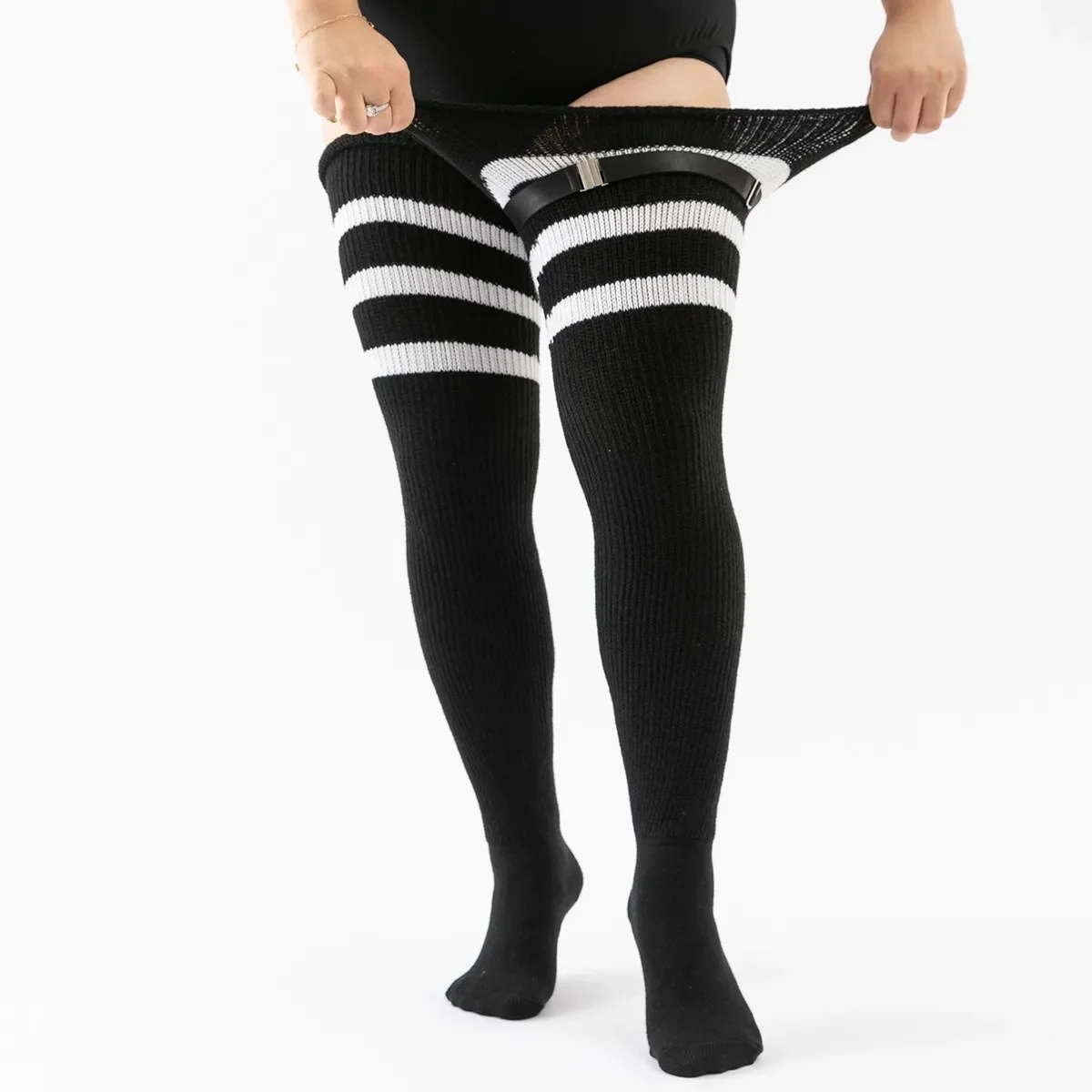 

Plus Size Womens Thigh High Socks for Thick Thighs- Extra Long Striped Thick Over the Knee Socks- Leg Warmer Boot Socks Scalable