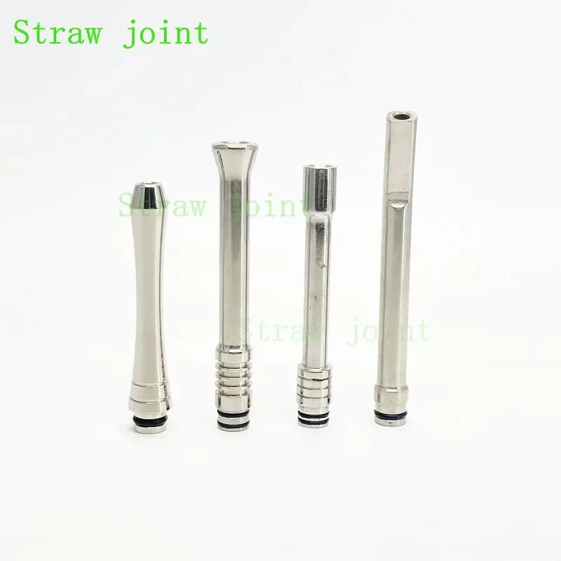 1pc 510 Random Styles Stainless Steel 65mm/70mm/76mm/86mm Long Curved Long Straight Dripper Straw Joint