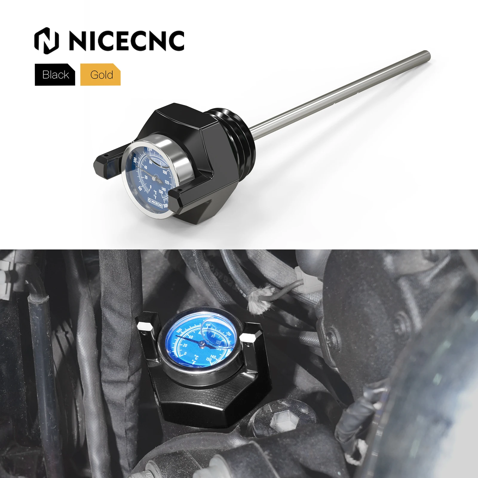 NICECNC Motorcycle Oil Dipstick Thermometer For Harley Road King Electra Glide Street Glide CVO Road Glide Ultra Limited