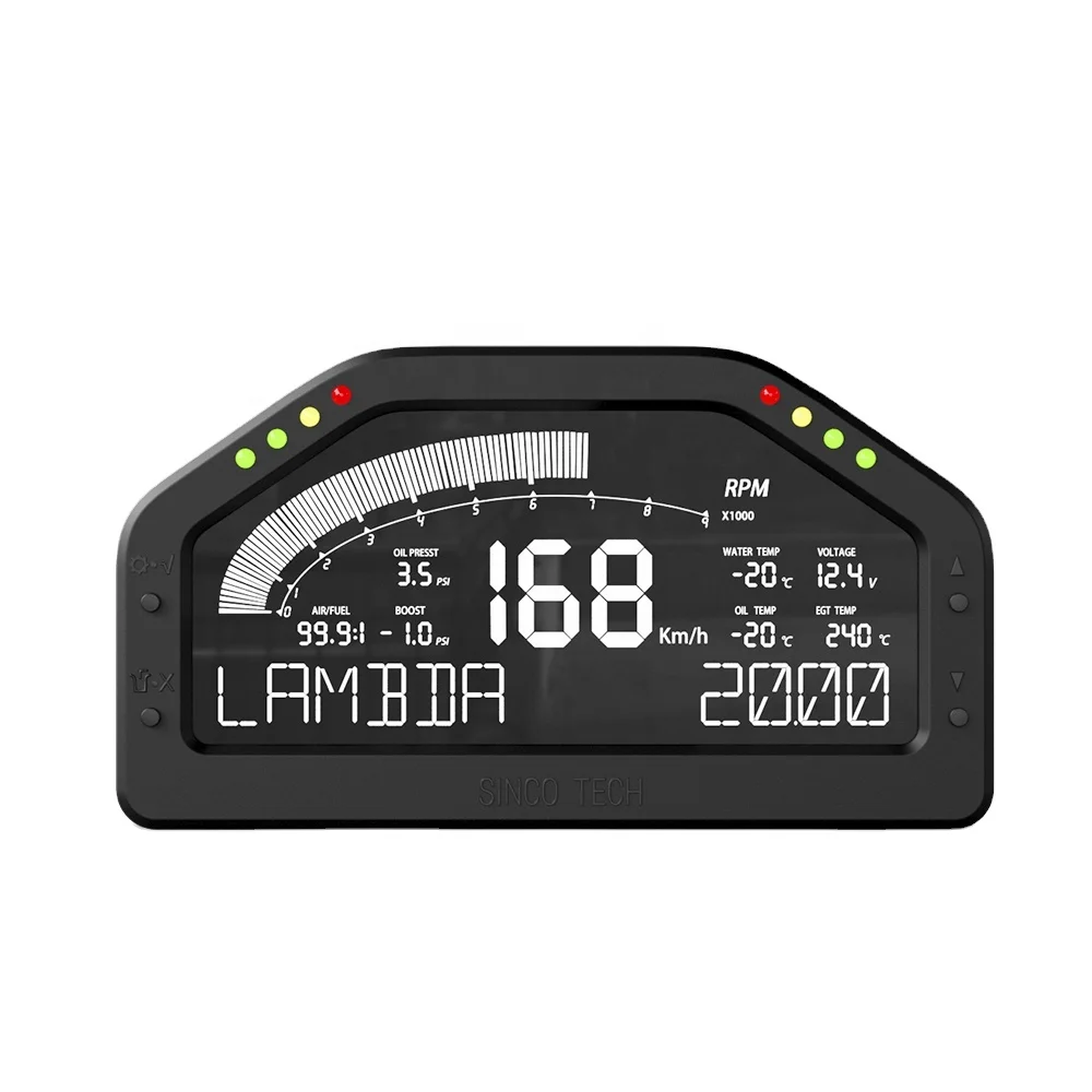 Wideband 7-Color Multifunctional Black Racing Dashboard With Sensor DO926WB