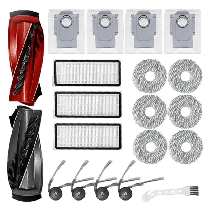 A21Q -20 PCS Accessories Kit For Roborock Qrevo Curve/P20 Pro Robot Vacuum Attachments Main Side Brushes Dust Bag Filter Wipes