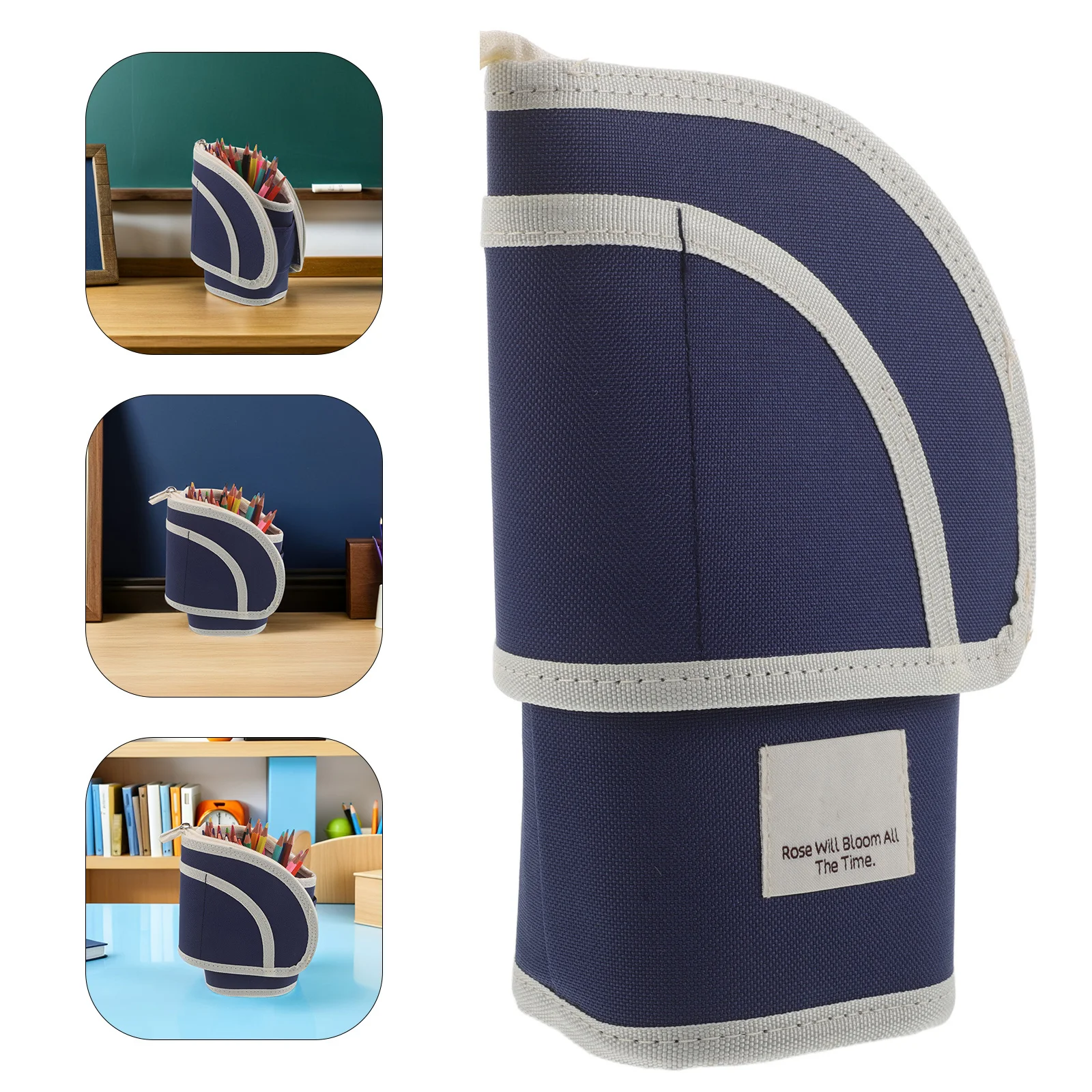 

Stretch Canvas Pencil Case Large Capacity Adjustable Organizer Student Stationery Bag Zipper Pencil Pouch for School Supplies