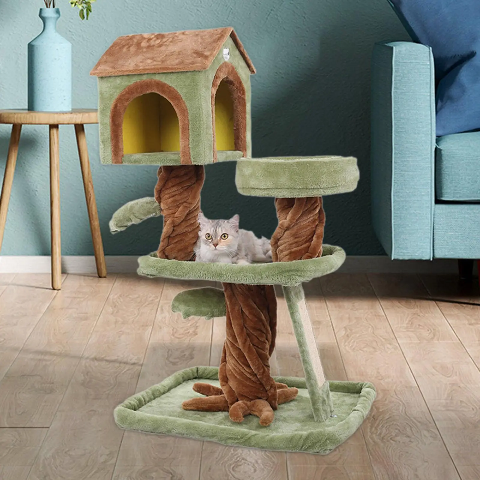 

Cat Tree Furniture Protector Multi Tiers Jungle House Plush Condo Cat Climbing Tower Scratch Post for Kittens Activity Center