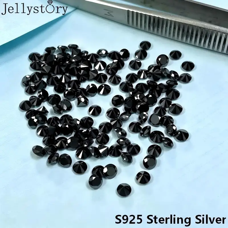 0.8-2.9mm Round Black Moissanite Loose Stone 8 Hearts 8 Arrows for DIY Jewelry Inlay and Matching