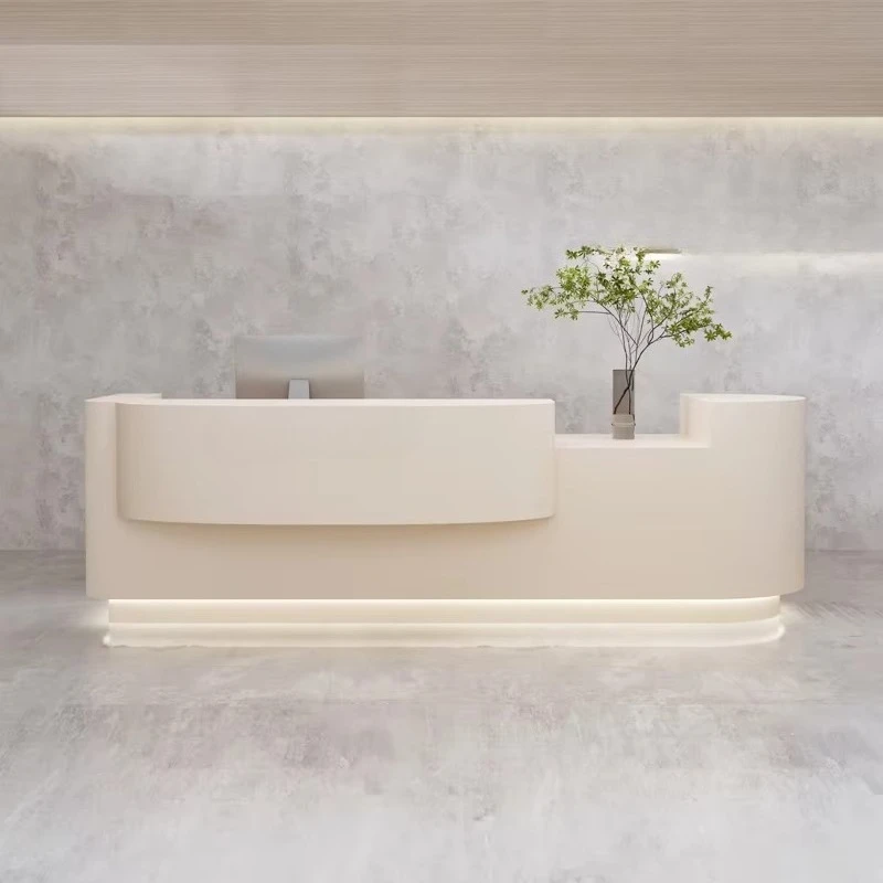 

&c High Quality Office Furniture MDF Wooden Gym Front Office Counter Beauty Salon White Modern Reception Desk