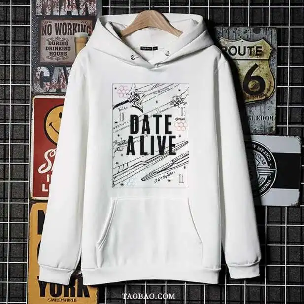 أنيمي تاريخ لايف Tokisaki Kurumi مقنعين هوديي تأثيري الخريف الشتاء الرجال النساء معطف فضفاض سترة القمم أنيمي أنيمي