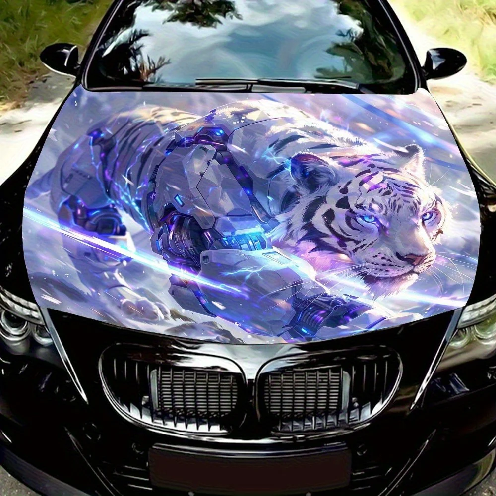 

Cyberpunk Style Mechanical White Tiger Car Hood Decal - Durable Vinyl Stickers Suitable For Most Vehicles Made Of High-quality O