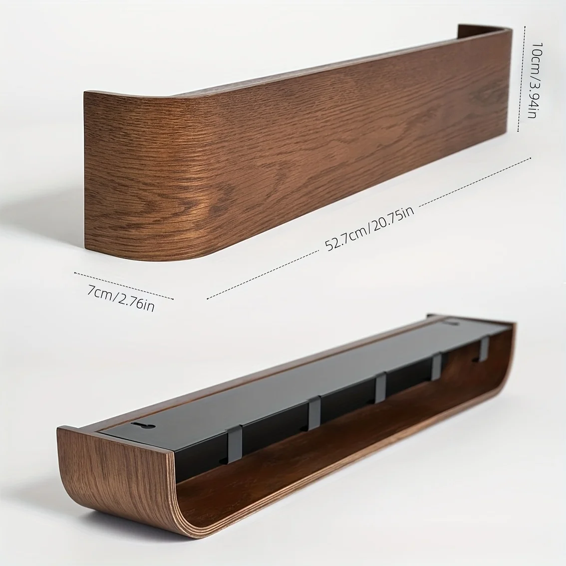 

Customizable Modern Wall Coat Rack with Hidden Hooks & Shelf. Space-Saving, Solid Wood & Iron. For Entryway, Hallway. Easy