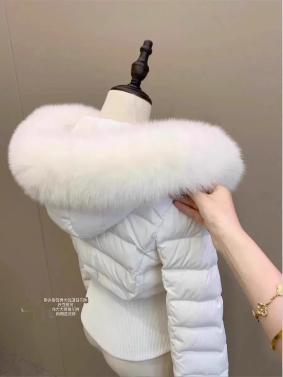 Abrigos de plumón de pato con capucha para mujer, gran calidad, piel de zorro Real, chaqueta gruesa y cálida, Parkas mullidas, wy1798, Invierno