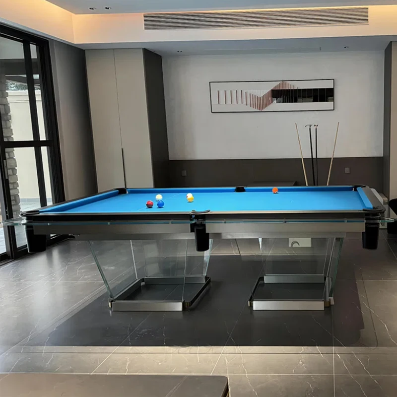 Factory Customized 7ft 8ft 9ft Glass Pool Table with Beautiful Design Glass Billiard Table for Family Game Room