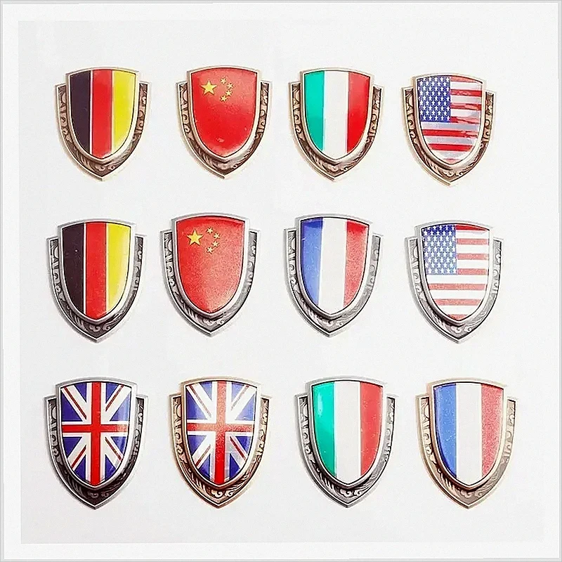 Car Sticker 3D Metal Italy France Germany England America Flag Emblem Badge Decals For styling parts