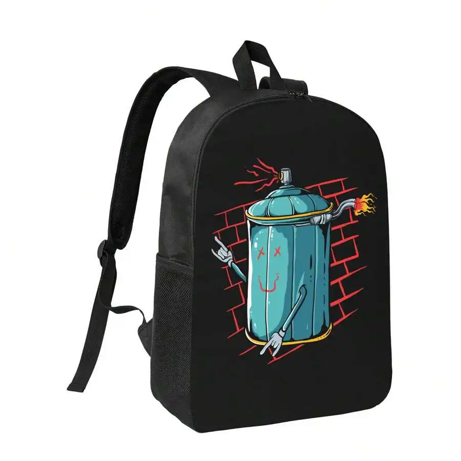 

Cartoon Spray Can Print Backpack For Adults Unisex Casual School Travel Bag