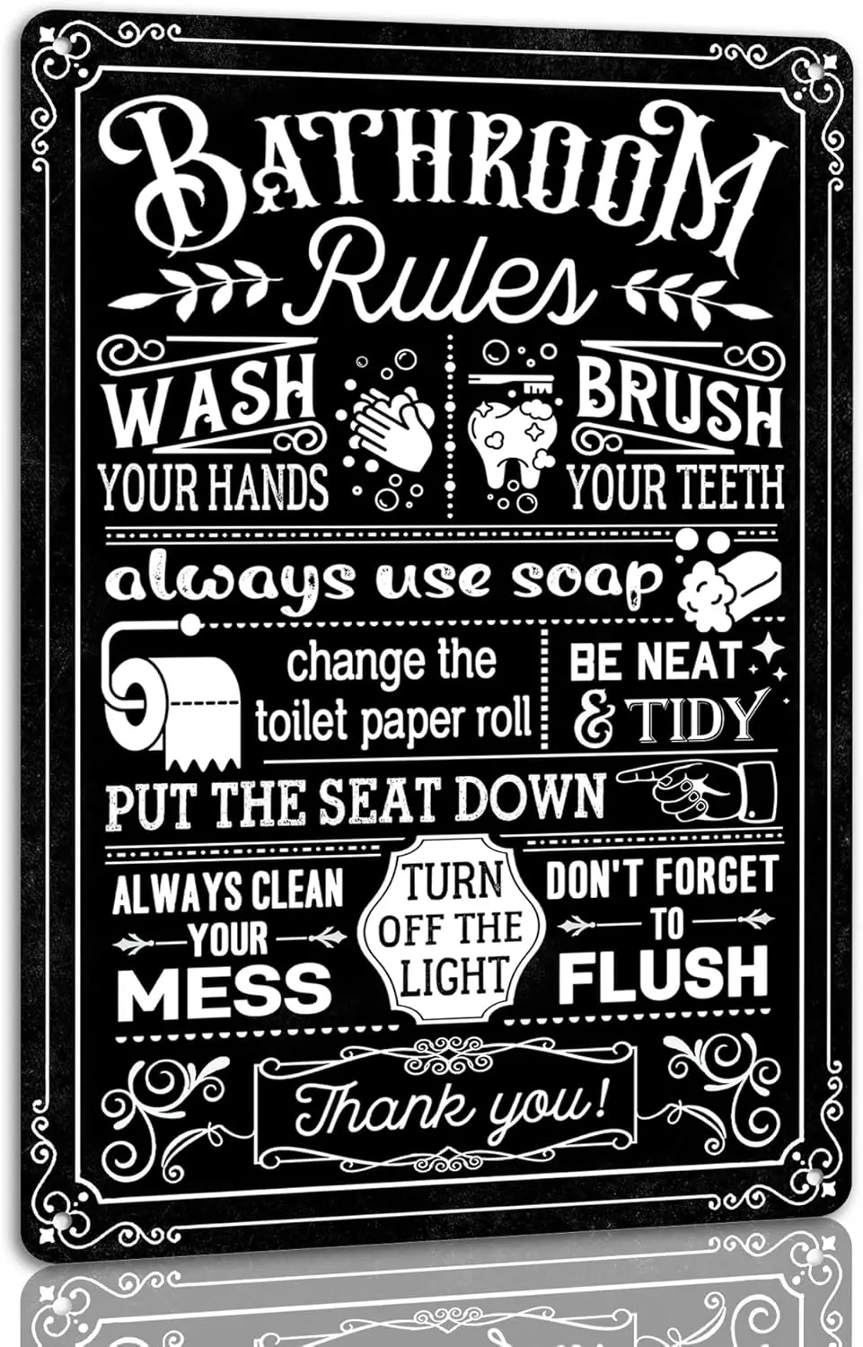 Funny Bathroom Tin Sign Bathroom Rules Metal Sign for Bathroom Quote Toilet Home Restroom Wall Decor Vintage Poster