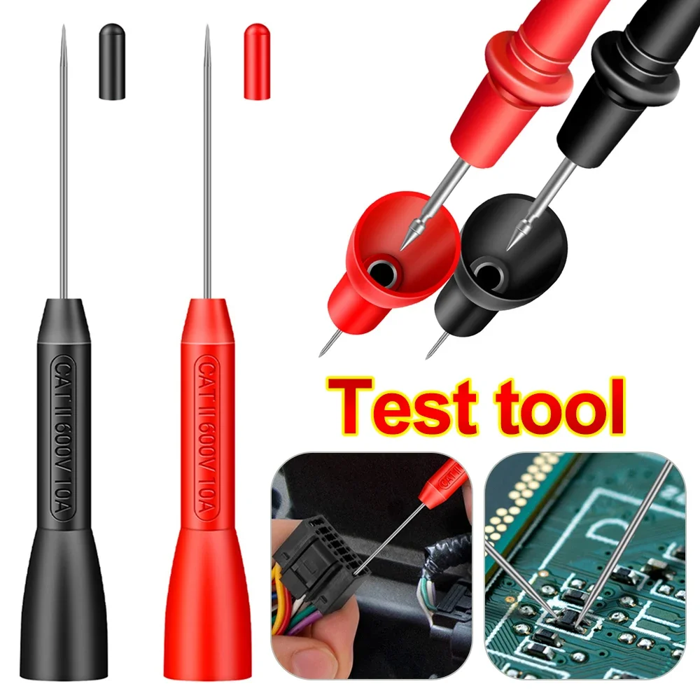 2-100pcs PT2002 Insulation Piercing Needle Non Destructive Multimeter Test Probe Red/Black Diagnostic Tools 10A 600V 2mm