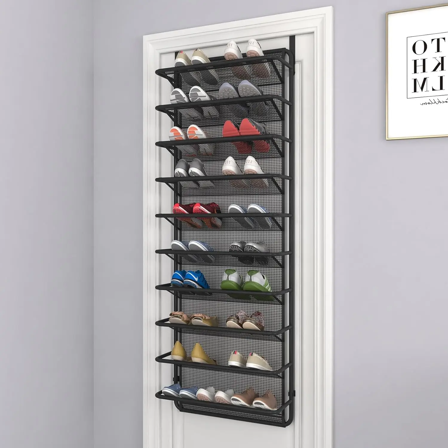 10 Tier Shoe Rack Over The Door Organizer Hanging For Closet Pantry Wall Shelves (Matte White)