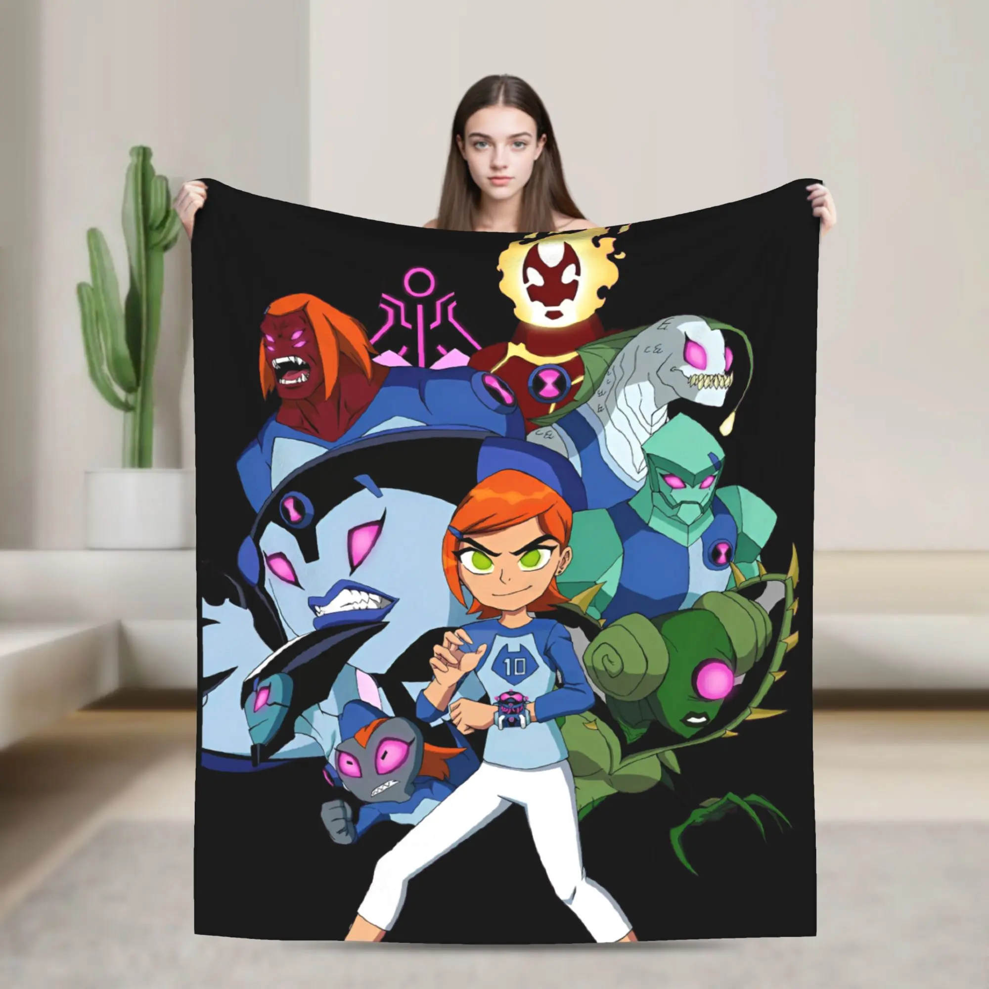 Warm Soft BlanketsKids Adult Picnic Ben 10 Alien  anime  Bedding Throws  Flannel Bedspread For Home Decor Fluffy Sofa Bed Cover