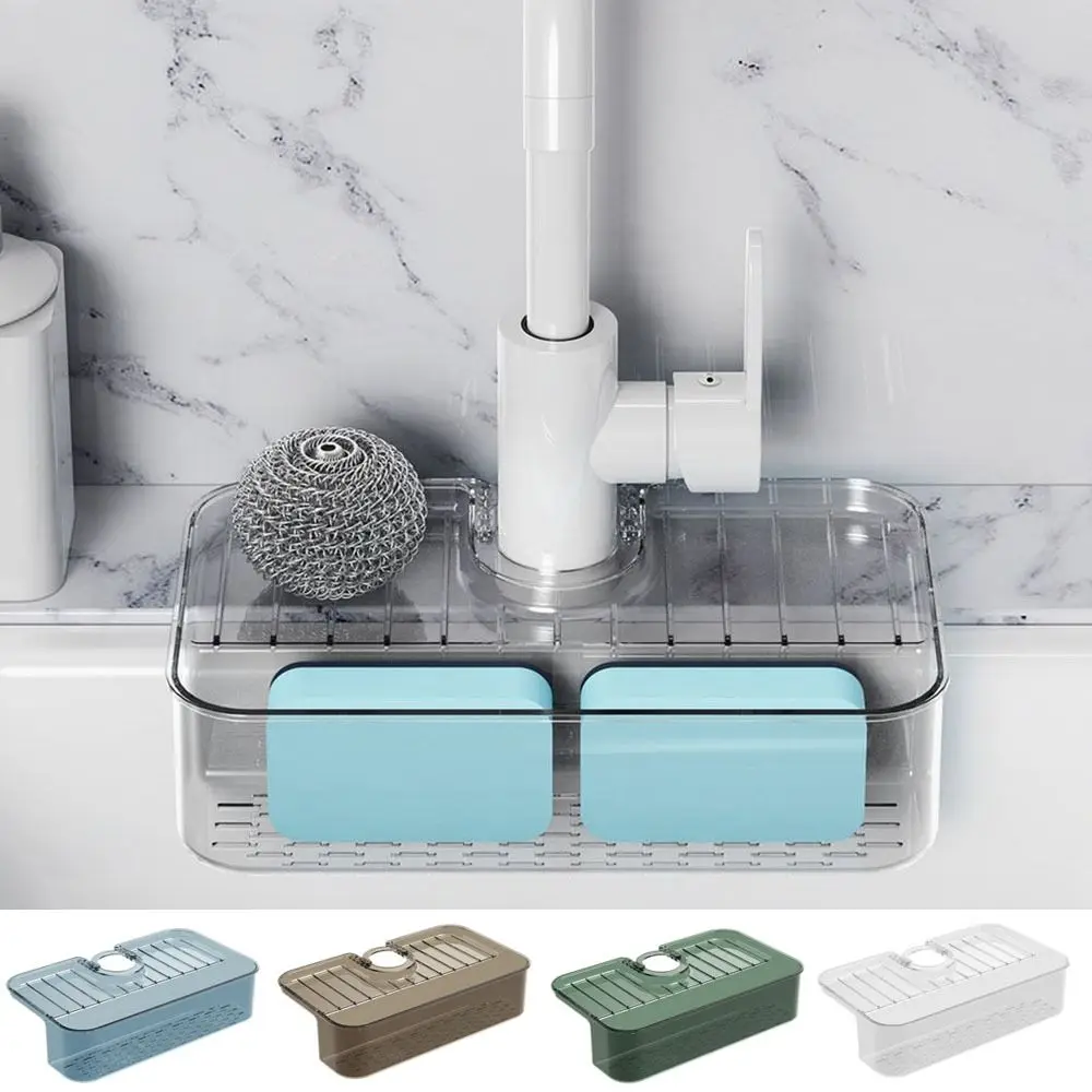 Plastic Sink Sponge Rag Drainer Rack Anti-Splash Large Capacity Faucet Wipes Shelf Non-Slip Wipe Drain Storage Rack for Kitchen