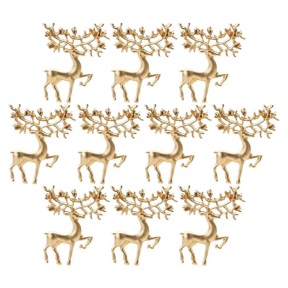 

10Pcs Elk Brooches Premium Alloy Chic Fashion Lapel Pins Party Christmas Costume Accessories Unique Clothing Decoration