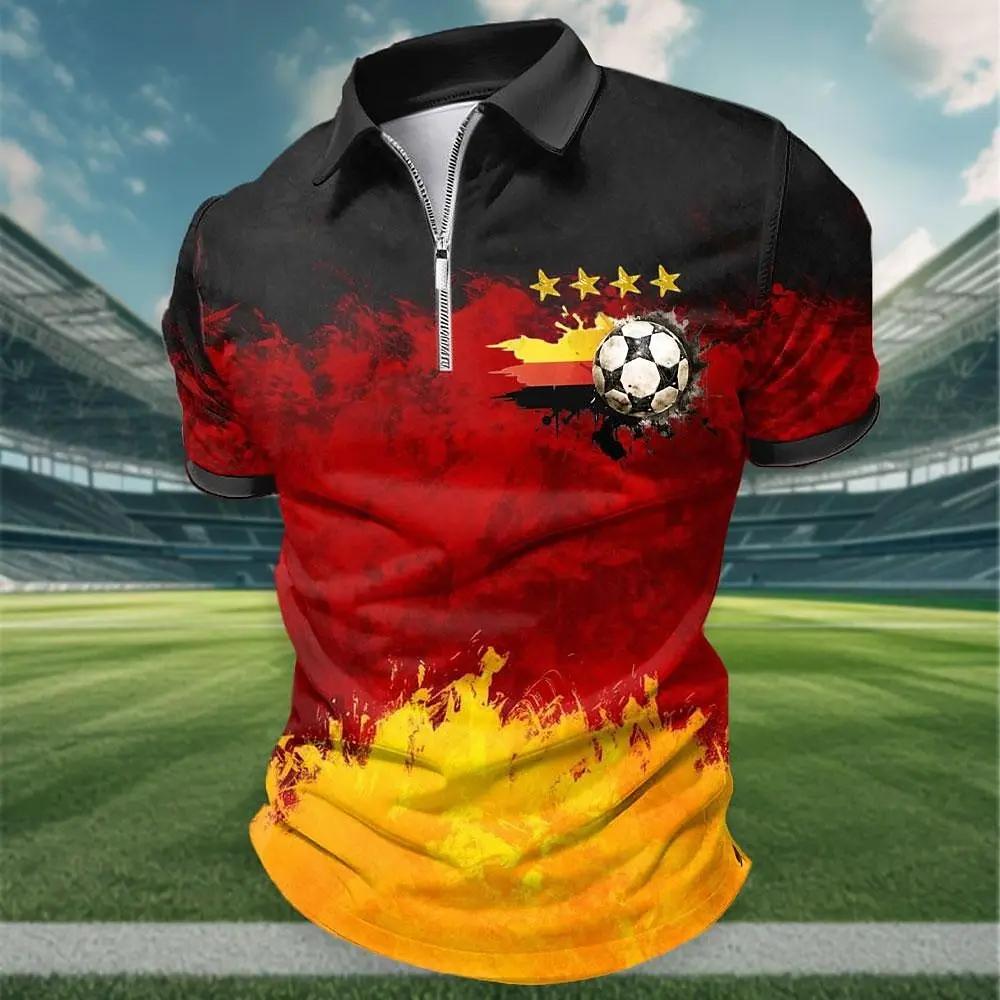 German Flag Print Polo Shirt For Men 3d Print Short Sleeve T-Shirt Street Fashion Man Clothing Loose Oversized Golf Sport Shirts