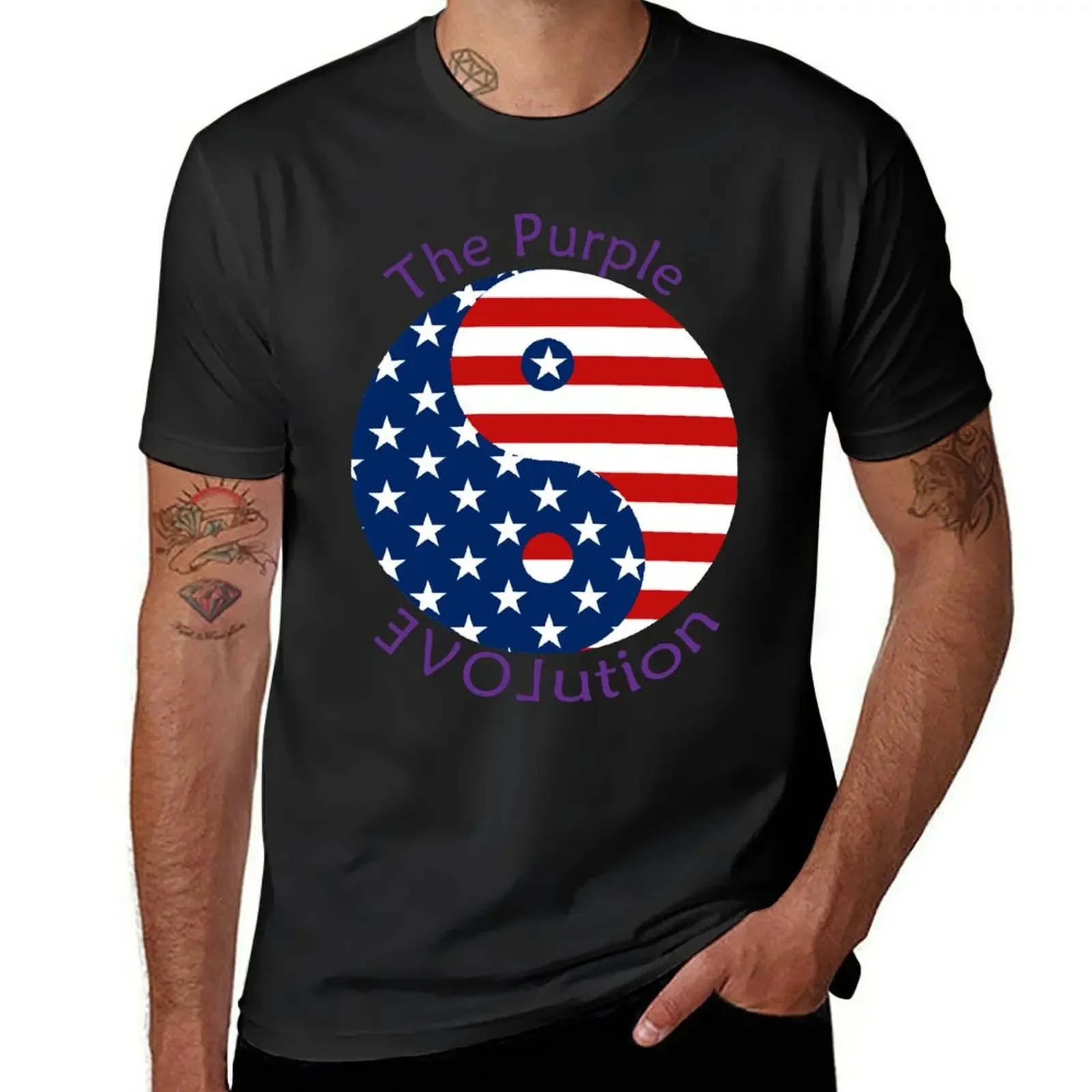 American Flag Yin Yang Purple Text The Purple Evolution T-Shirt anime figures plain white t shirts men