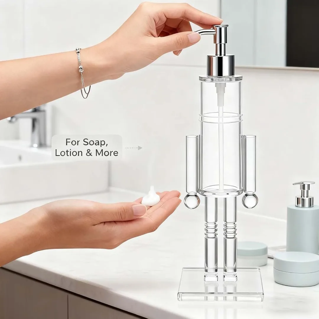 

New Christmas Nutcrackers Soap Dispenser with Clear Bottle Liquid Container Soaps Bathroom Accessories Transparent Liquid