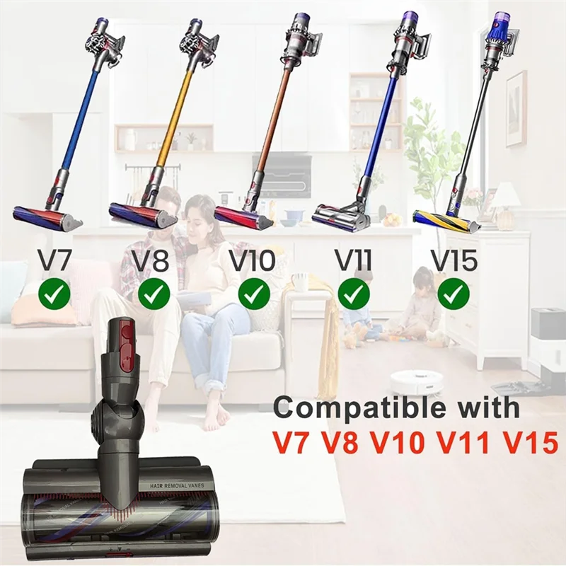 【Popular】Quick-Release Direct Drive Brush Head For Dyson V7 V8 V10 V11 V15 Vacuum Attachments For Hard Floor Suction Adjustment