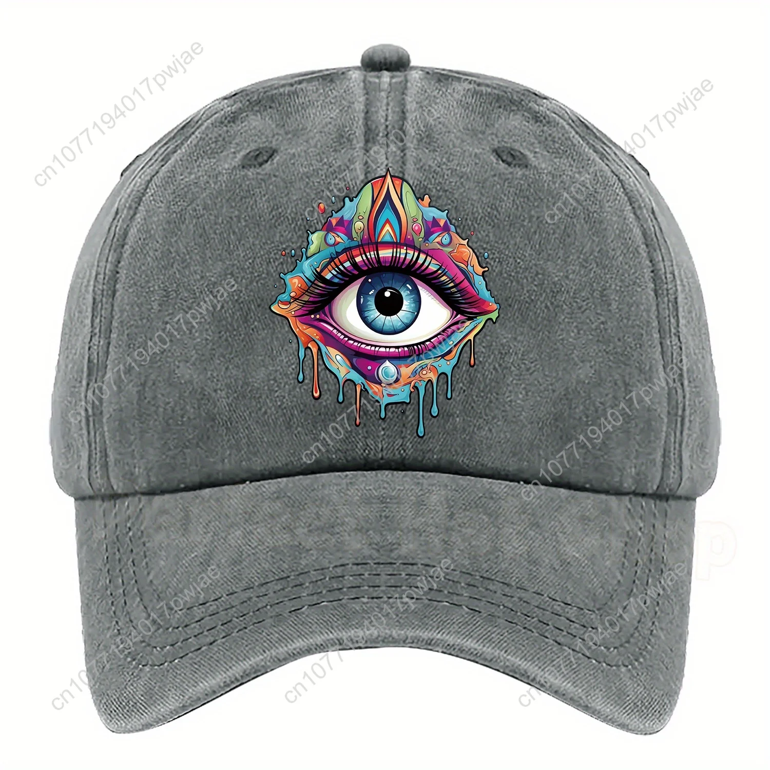 قبعة بيسبول بتصميم عين فنية - قبعة Snapback قابلة للتعديل، بوليستر مسامي، رمز مطبوع نابض بالحياة للبصر، الإبداع، إيمو #5