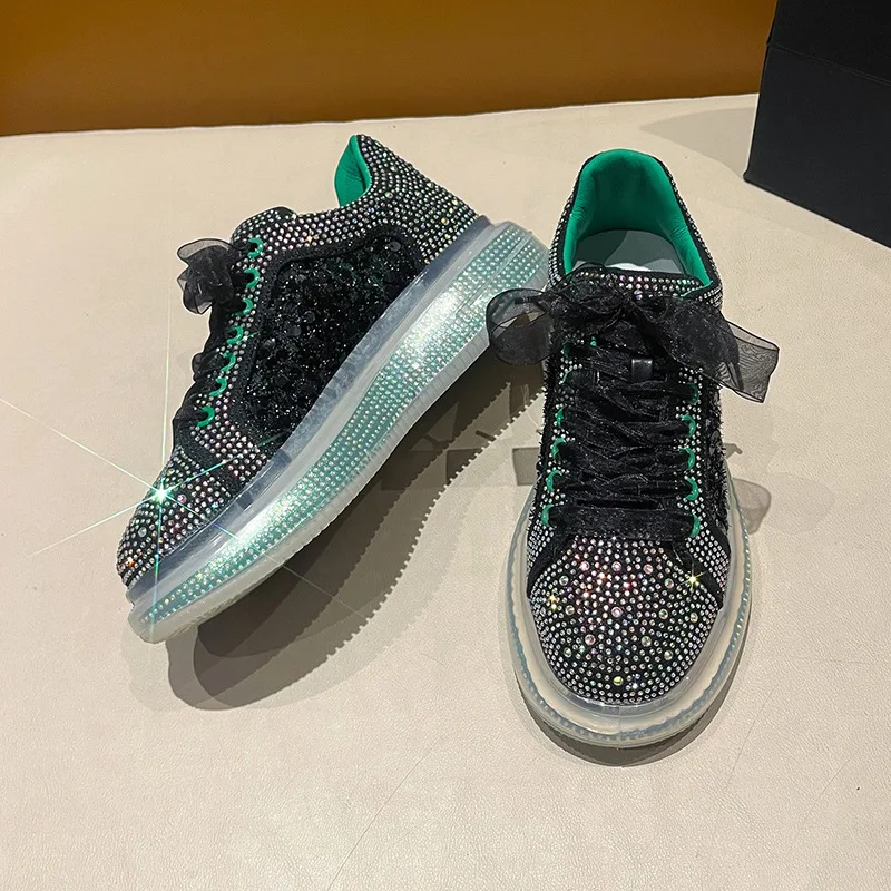 

Легкая роскошная женская спортивная обувь, новый стиль, модные удобные дышащие повседневные женские кроссовки со стразами и блестками