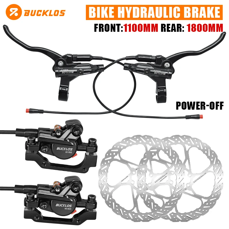

BUCKLOS Hydraulic Bike Disc Brake Set for E-Bike MTB Road Bike Hydraulic Brakes Durable Bike Disc Brake Set 1100mm 1800mm Brakes