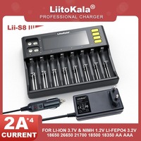 LiitoKala Lii-S8 1-5PCS Li-ion 3.7V NiMH 1.2V Li-FePO4 3.2V IMR 3.8V For 18650 26650 21700 26700 18350 AA AAA Battery Charger