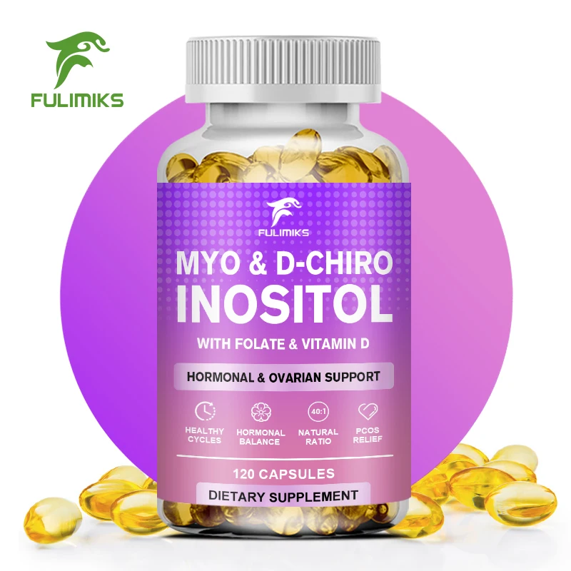 Myo-Inositol & D-Chiro Inositol 120 Kapseln-40:1 Mischung Vitamin D3-vegane Kapsel 100% natürliche Ergänzung