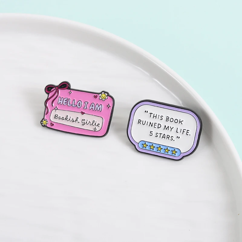 This Book Ruined My Life Enamel Pins Hello I Am Bookish Girlie Bookish Book Lover Brooches Lapel Badge Fashion Jewelry Gifts