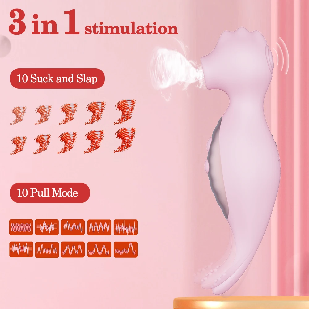 Vibrador de sucção do clitóris para mulheres, 3 em 1, Máquina de vácuo, Estimulador do clitóris, Dildo do Ponto G, Otário clitóris feminino, Brinquedo adulto do sexo