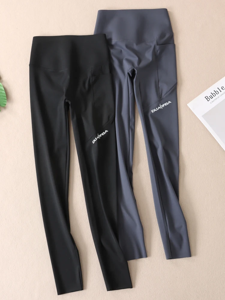 

High Waist Wide Leg Mobile Phone Pants Thin Yoga Pants Tight Fit Spring Summer No Brand Embarrassing Line B497 Ladies Trousers