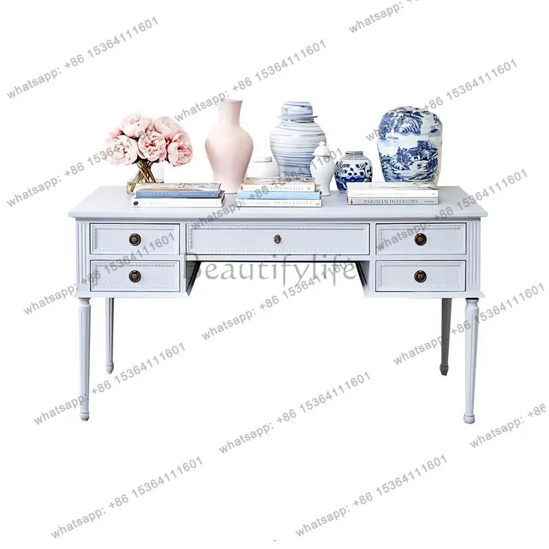 American French solid wood desk European engraved computer desk office desk simple
