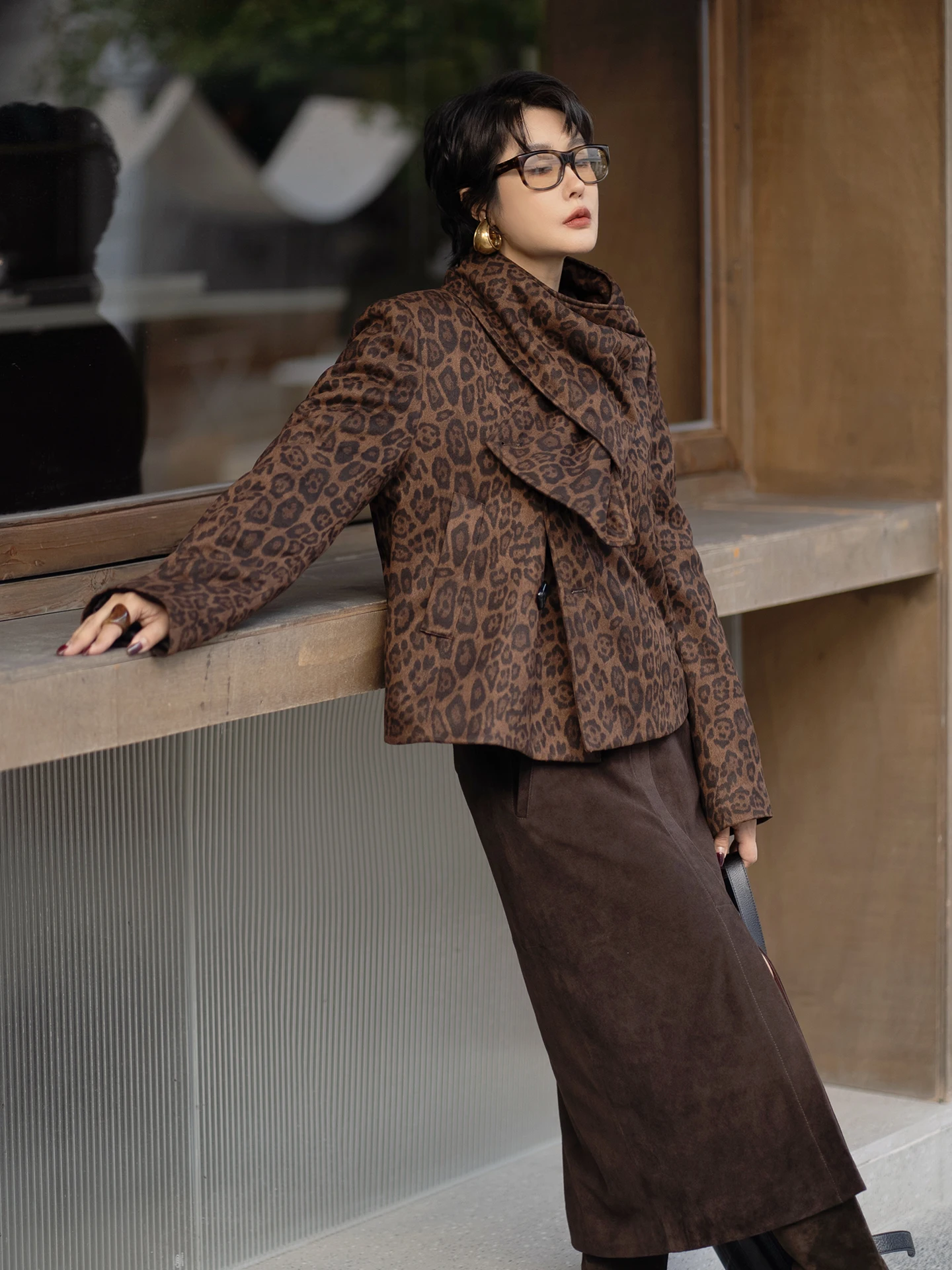 

Женское хлопковое джинто Thiened Sle, новинка 2025, зимнее замшевое шерстяное пальто с леопардовым принтом, свободное длинное пальто в стиле ретро