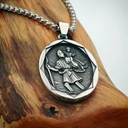Saint Pray Pendant 316L Stainless Steel Fashion Jewelry Unisex Oval Necklace