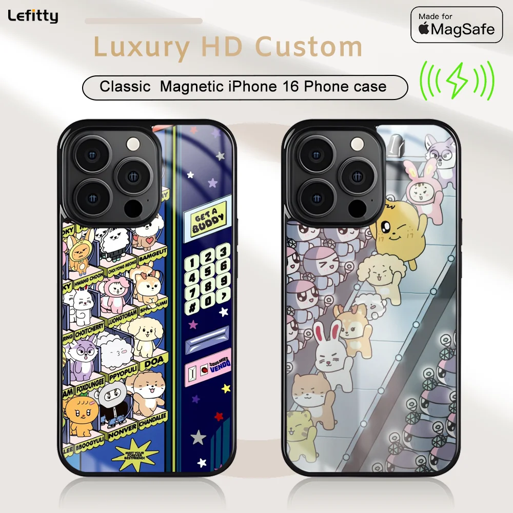 

Cartoon Cute Phone Case For iPhone 16 15 14 13 12 11 Pro Max Plus Mini Magnetic S_SEVENTEENs Magsafe Wireless Charging Cover