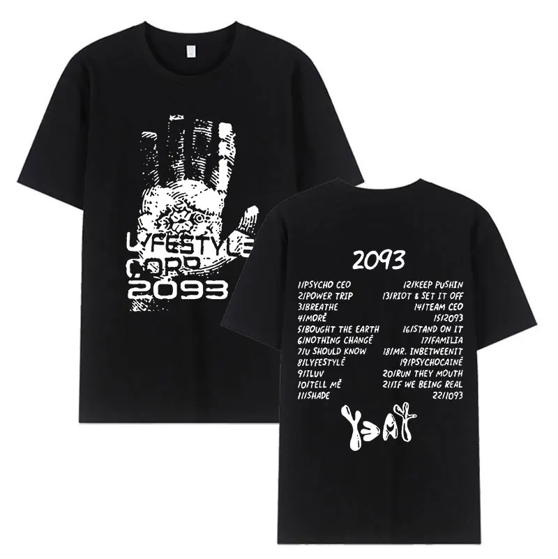 Rapper Yeat 2093 Lyfestyle New Album T Shirt Men Hip Hop High Quality Vintage T-Shirts Unisex Gothic Clothing Oversized T-shirt