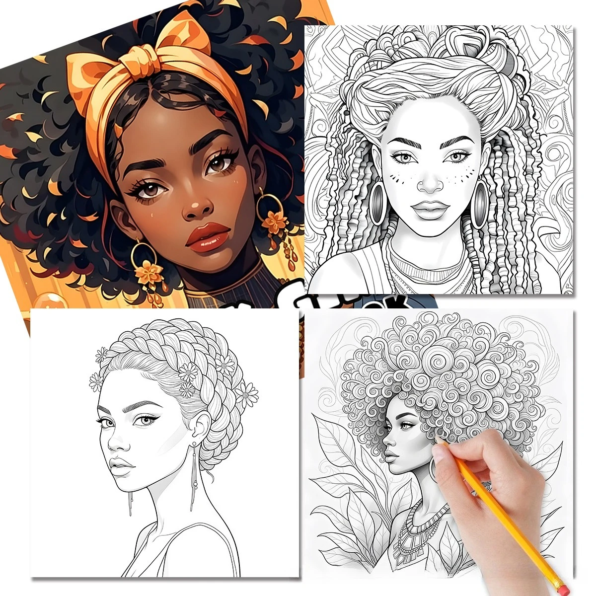 Black Girl Adult Coloring Book - Adult Coloring Book Stress Relief recension och pris