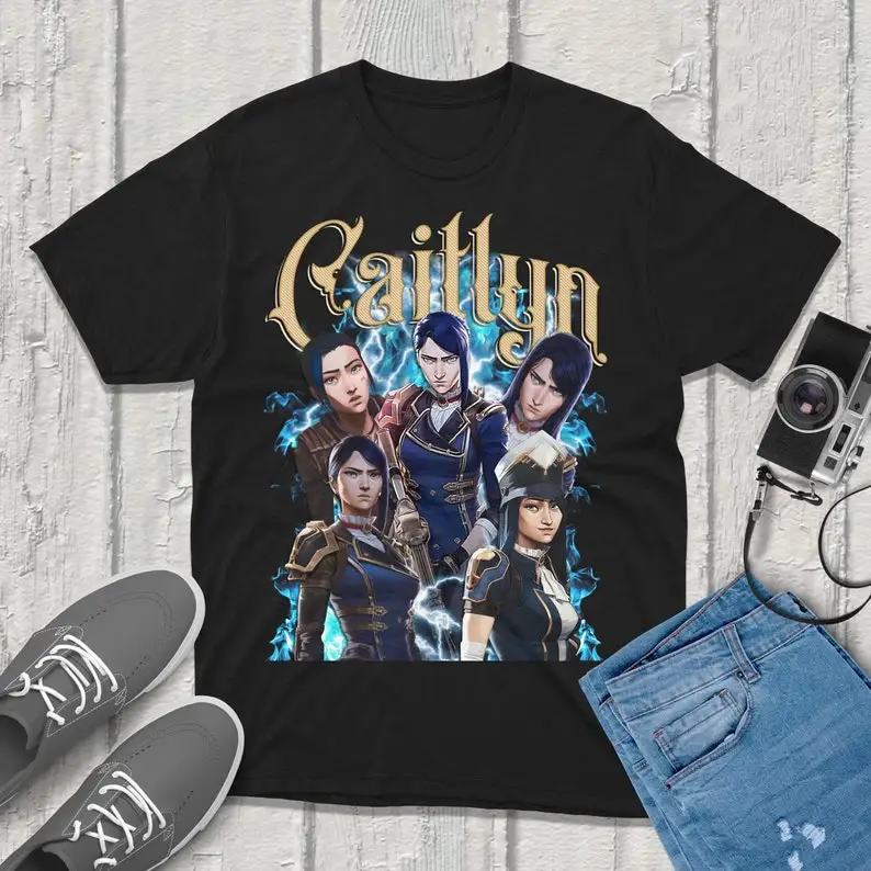 Caitlyn Arcane T-Shirt Unisex Vintage Streetwear Shirt Anime Apparel fanmerch Merchandise Fan gift