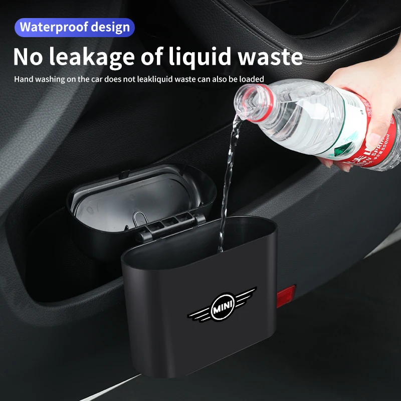 Car Mounted Garbage Bin With Lid Hanging For MINI Cooper JCW WORKS R55 R56 F55 F56 R57 R58 R59 R60 R50 R53 Clubman Countryman