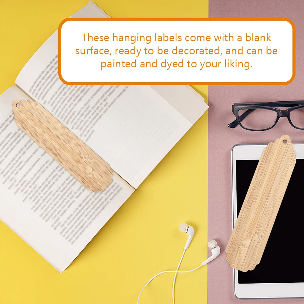 20Pcs Wooden Bookmark Blanks DIY Unfinished Rectangle Reading Markers for Adults Drawing Writing Carving Custom Decorations