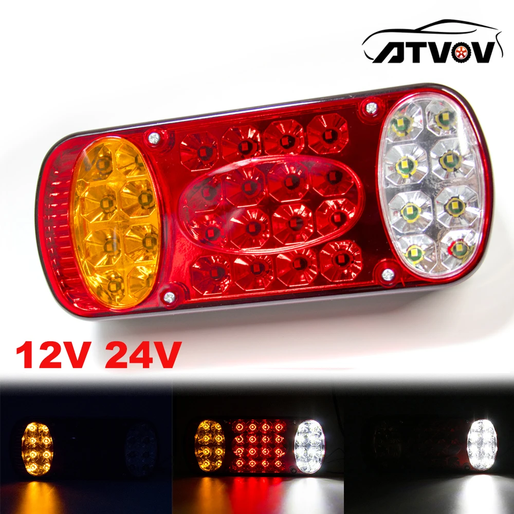 ATVOV 12V 24V 32 LED Car Truck Rear Stop Brake Tail Light Signal Lamp Indicator Trailer Truck Lorry Caravan Van Waterproof