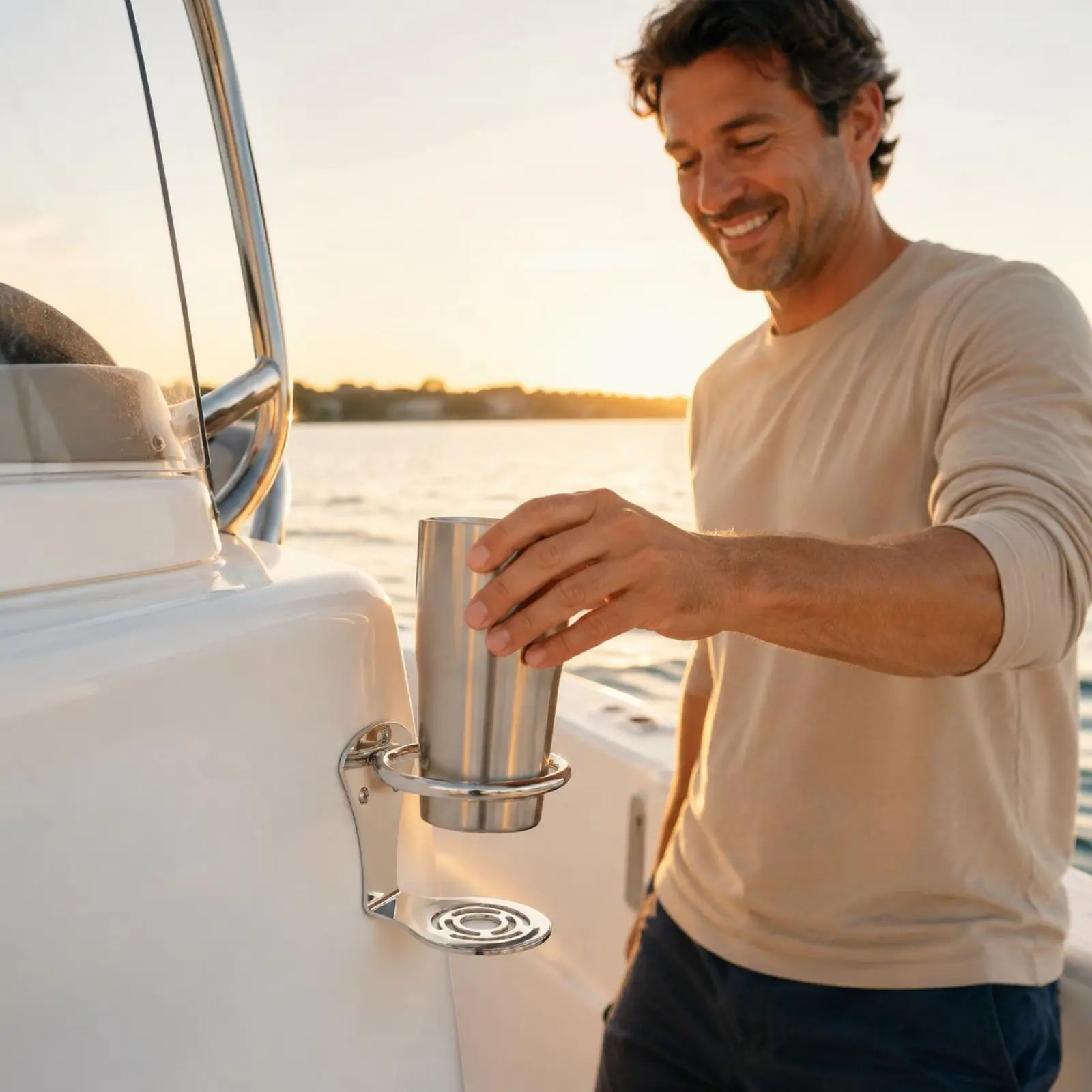 Stainless Steel Cup Holder Multi-Purpose Boat Cup Holder Vehicle Accessory Corrosion Resistant Marine Gear Easy to Clean