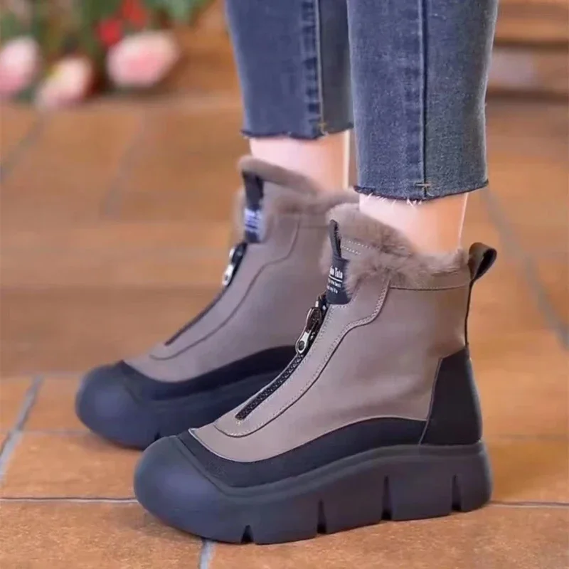 Women Snow Boots New Velvet Warm Cotton Boots Winter Versatile Platform Shoes for Women Fashion Soft-soled Long Boots Zapatillas
